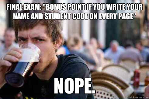 Final exam: 