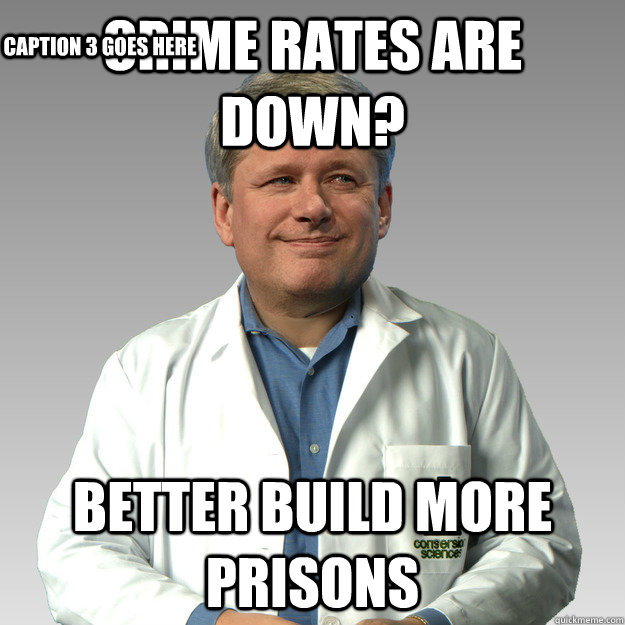 Crime rates are down? Better build more prisons Caption 3 goes here - Crime rates are down? Better build more prisons Caption 3 goes here  Harper Science