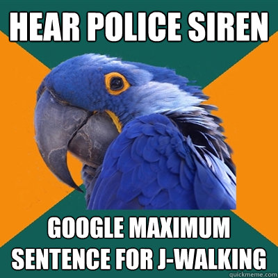 Hear Police Siren Google maximum sentence for J-Walking  Paranoid Parrot