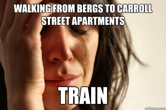 Walking from Bergs to Carroll Street apartments TRAIN  First World Problems
