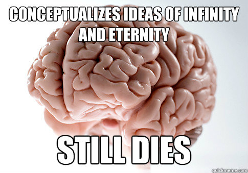 Conceptualizes ideas of infinity and eternity Still dies  Scumbag Brain