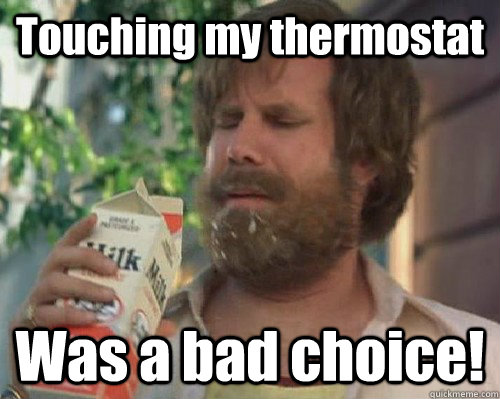 Touching my thermostat Was a bad choice!  