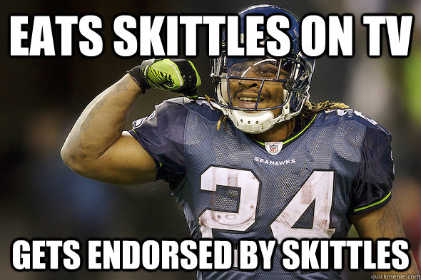 EATS skittles on tv gets endorsed by skittles - EATS skittles on tv gets endorsed by skittles  Success Marshawn Lynch