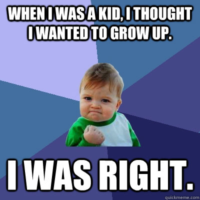 when i was a kid, i thought i wanted to grow up. i was right.  Success Kid