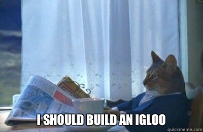  I should build an igloo  I should buy a bike