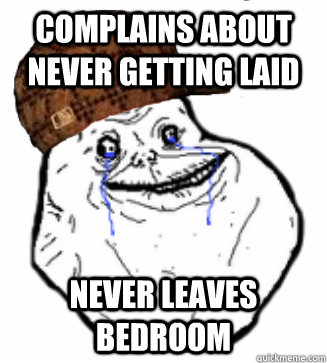 Complains about never getting laid Never Leaves Bedroom  
