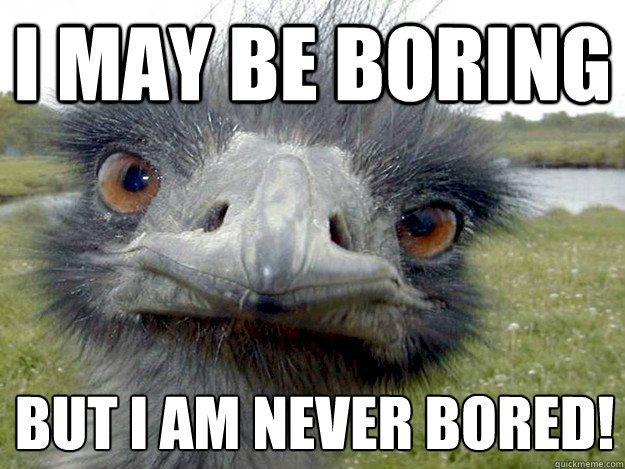 I may be boring But I am never bored!
 - I may be boring But I am never bored!
  Boring Face