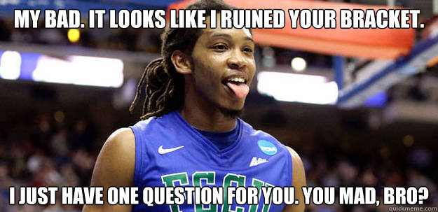 My Bad. It looks like I ruined your bracket. I just have one question for you. You mad, Bro?  
