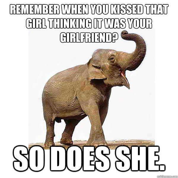 Remember when you kissed that girl thinking it was your girlfriend? So does she.  