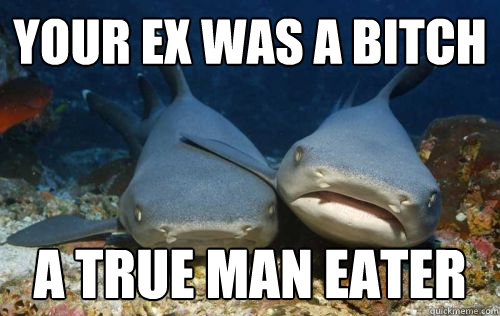 your ex was a bitch a true man eater  Compassionate Shark Friend