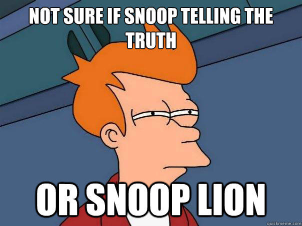 Not sure if Snoop telling the truth Or snoop lion  Futurama Fry