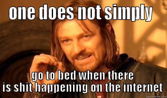 ONE DOES NOT SIMPLY  GO TO BED WHEN THERE IS SHIT HAPPENING ON THE INTERNET Boromir