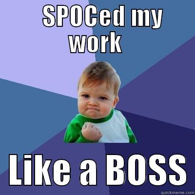    SPOCED MY WORK   LIKE A BOSS Success Kid