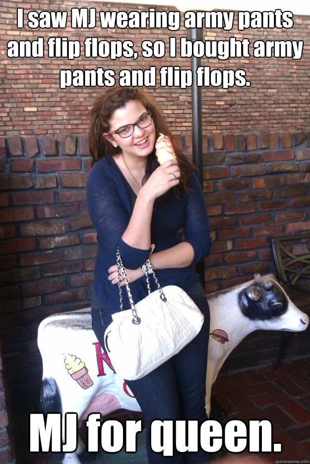 I saw MJ wearing army pants and flip flops, so I bought army pants and