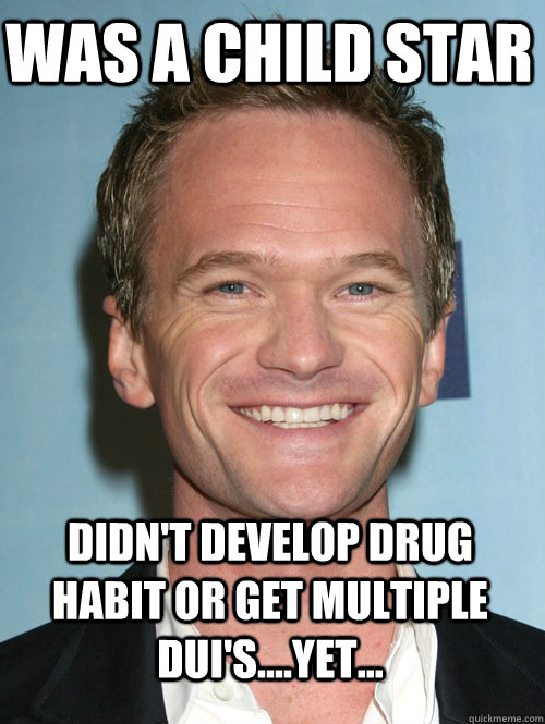 WAS A CHILD STAR Didn't develop drug habit or get multiple DUI's....yet...  