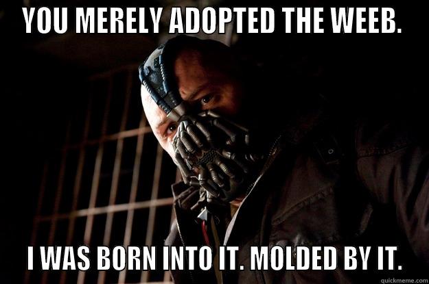 YOU MERELY ADOPTED THE WEEB.  I WAS BORN INTO IT. MOLDED BY IT. Angry Bane
