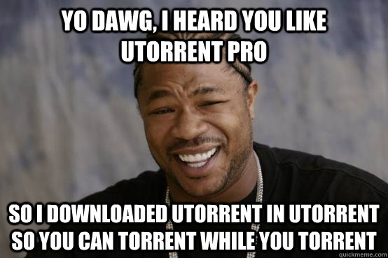 Yo dawg, I heard you like uTorrent Pro So I downloaded uTorrent in uTorrent so you can torrent while you torrent - Yo dawg, I heard you like uTorrent Pro So I downloaded uTorrent in uTorrent so you can torrent while you torrent  YO DAWG