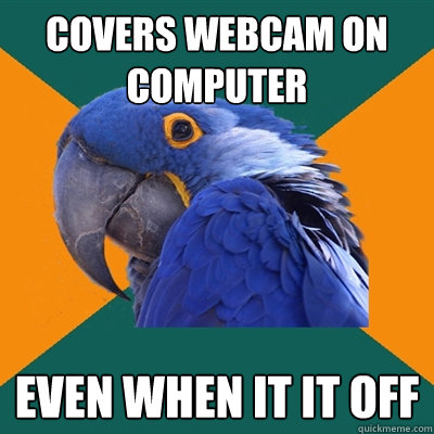 Covers webcam on computer even when it it off  Paranoid Parrot