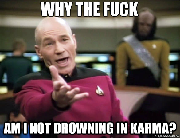 Why the fuck am i not drowning in karma?  Annoyed Picard HD