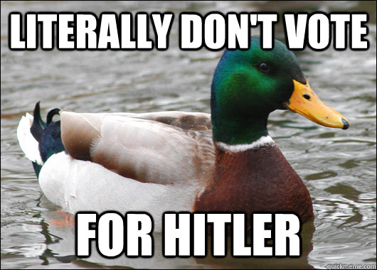 Literally don't vote for hitler  Actual Advice Mallard