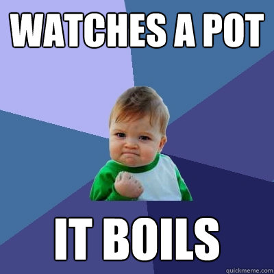 Watches a pot It boils  Success Kid