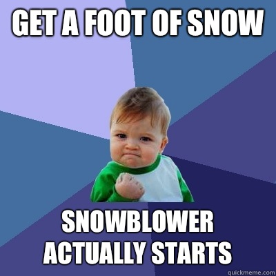 Get a foot of snow Snowblower actually starts  Success Kid