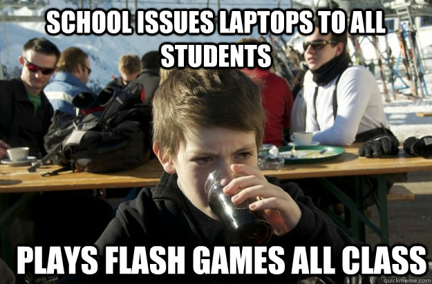 School issues laptops to all students plays flash games all class  Lazy Elementary School Kid