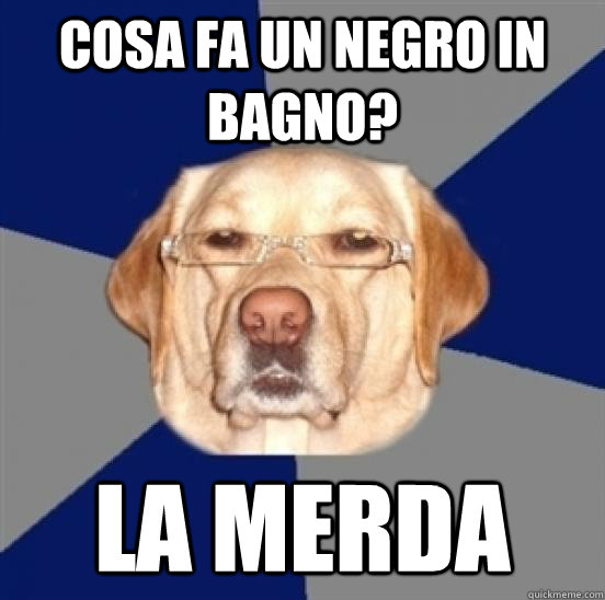 cosa fa un negro in bagno? la merda  Racist Dog