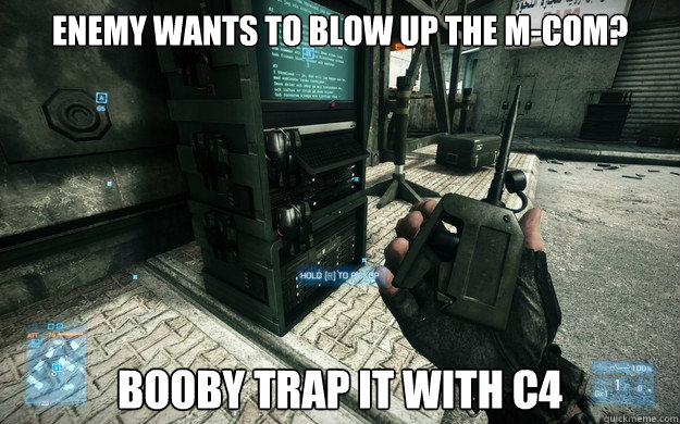 enemy wants to blow up the m-com? booby trap it with c4  BF3 Logic MCOM C4