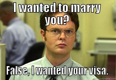 Dwight Visa? - I WANTED TO MARRY YOU? FALSE, I WANTED YOUR VISA. Schrute