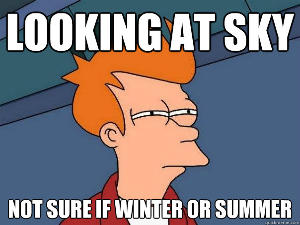 Looking at Sky Not sure if Winter or Summer  Futurama Fry