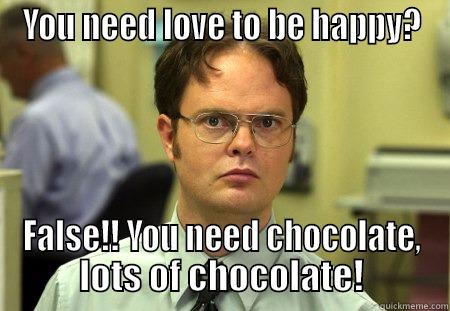 YOU NEED LOVE TO BE HAPPY? FALSE!! YOU NEED CHOCOLATE, LOTS OF CHOCOLATE! Dwight