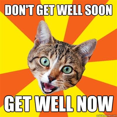 Don't get well soon get well now  Bad Advice Cat