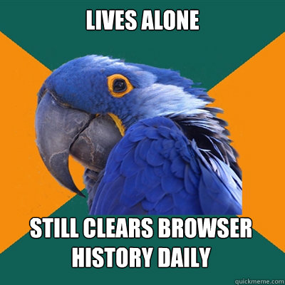 Lives alone Still clears browser history daily - Lives alone Still clears browser history daily  Paranoid Parrot