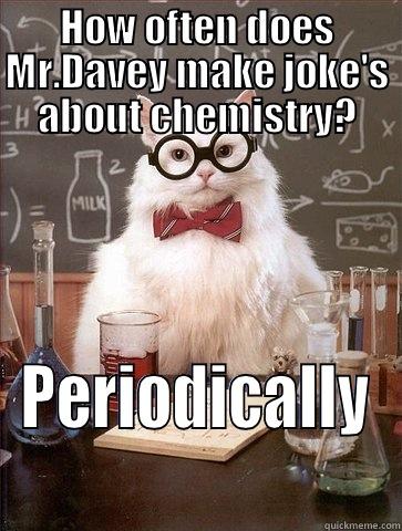 HOW OFTEN DOES MR.DAVEY MAKE JOKE'S ABOUT CHEMISTRY? PERIODICALLY Chemistry Cat