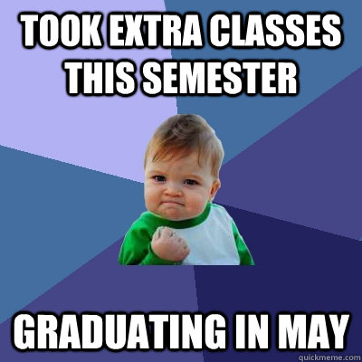 took extra classes this semester graduating in may  Success Kid