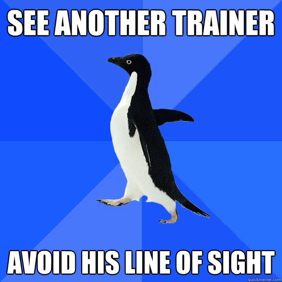 See another Trainer Avoid his line of sight  Socially Awkward Penguin