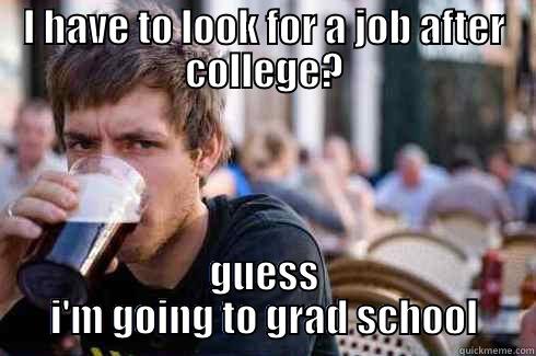I HAVE TO LOOK FOR A JOB AFTER COLLEGE? GUESS I'M GOING TO GRAD SCHOOL Lazy College Senior