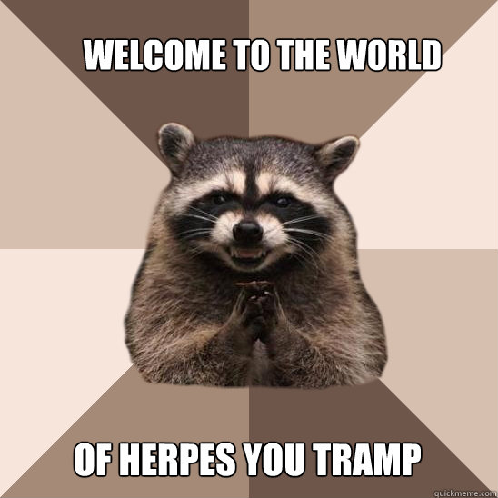 welcome to the world of herpes you tramp  Evil Plotting Raccoon