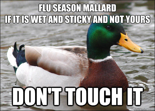 Flu Season Mallard
If it is wet and sticky and not yours Don't touch it - Flu Season Mallard
If it is wet and sticky and not yours Don't touch it  Misc