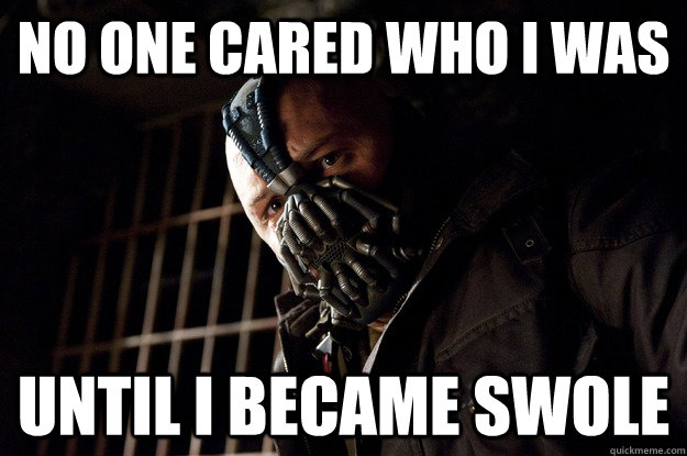 No one cared who i was until I became swole - No one cared who i was until I became swole  Angry Bane