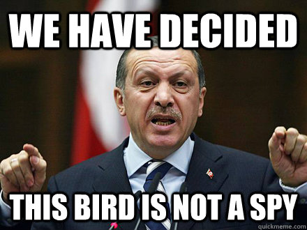 we have decided this bird is not a spy  erDOGan