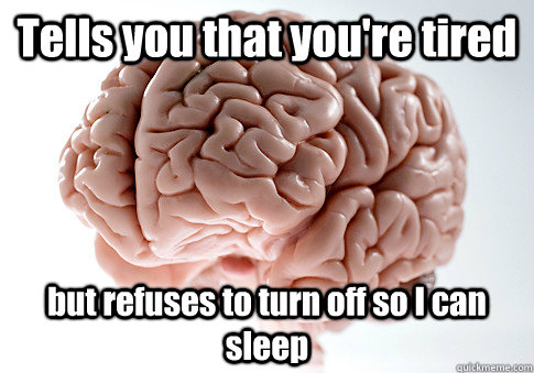 Tells you that you're tired but refuses to turn off so I can sleep   Scumbag Brain