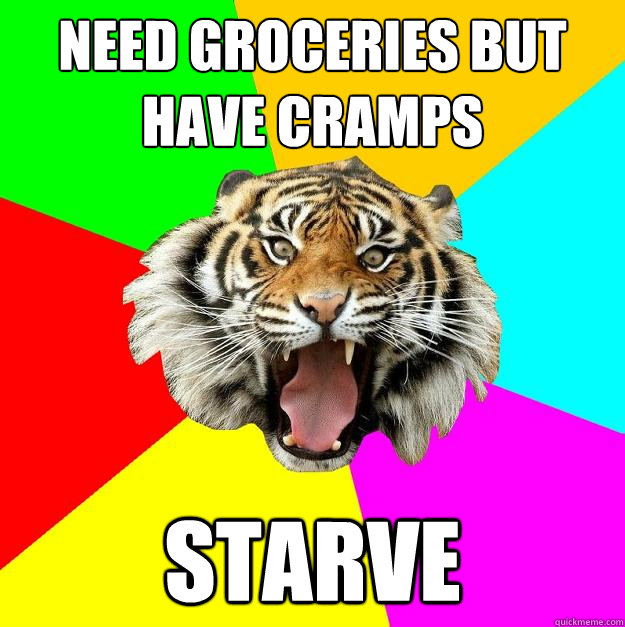 Need groceries but have cramps starve  Time of the Month Tiger