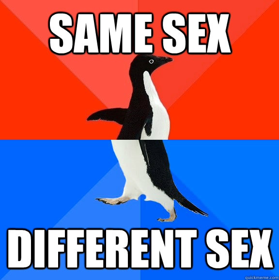 Same sex different sex  Socially Awesome Awkward Penguin