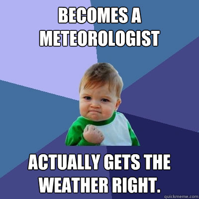 Becomes a meteorologist actually gets the weather right. - Becomes a meteorologist actually gets the weather right.  Success Kid