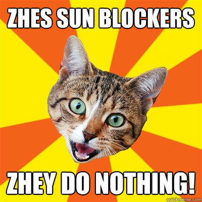 ZHES SUN BLOCKERS ZHEY DO NOTHING!  Bad Advice Cat