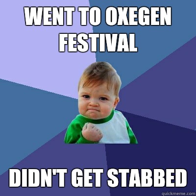 Went to Oxegen festival  Didn't get stabbed  Success Kid