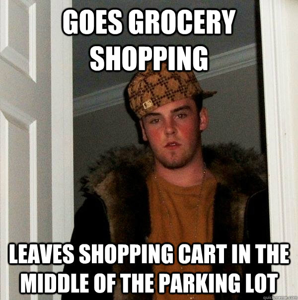 Goes grocery shopping leaves shopping cart in the middle of the parking lot  Scumbag Steve