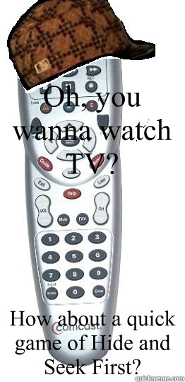 Oh, you wanna watch TV? How about a quick game of Hide and Seek First?
    Scumbag Remote